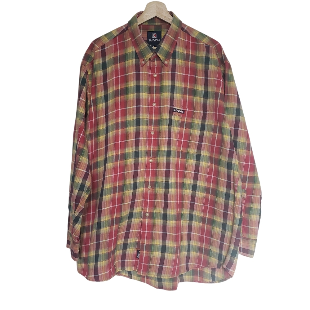 Karl Kani Button Up Shirt Plaid Vintage Y2K Grunge Hip Hop Biggie Size XL